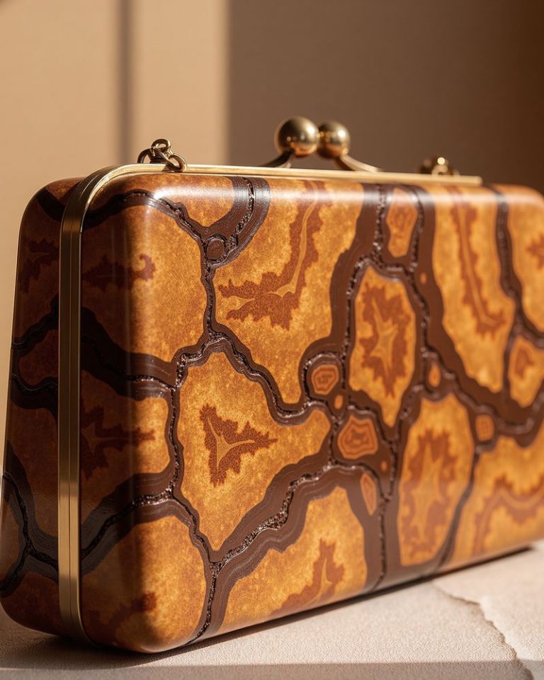 silk jacquard cosmetic clutch hidden pattern